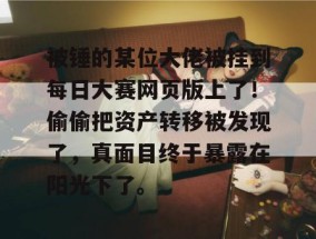 被锤的某位大佬被挂到每日大赛网页版上了！偷偷把资产转移被发现了，真面目终于暴露在阳光下了。